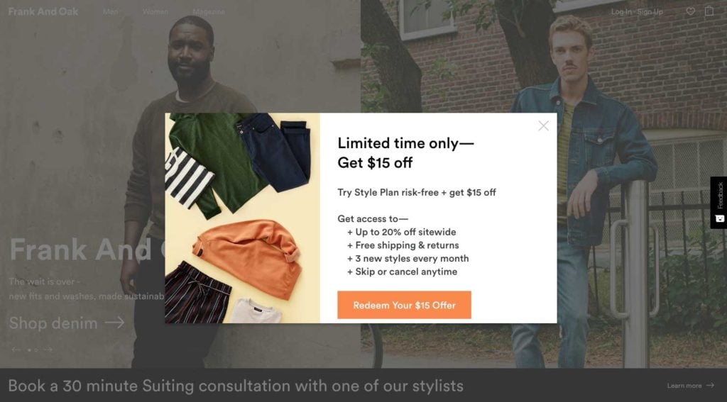 A website the uses pop ups well.