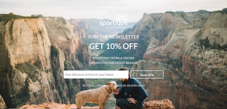 An example of a website with a great full screen welcome mat.