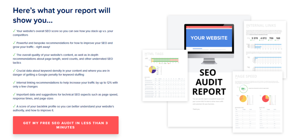 free seo audit tool - first page