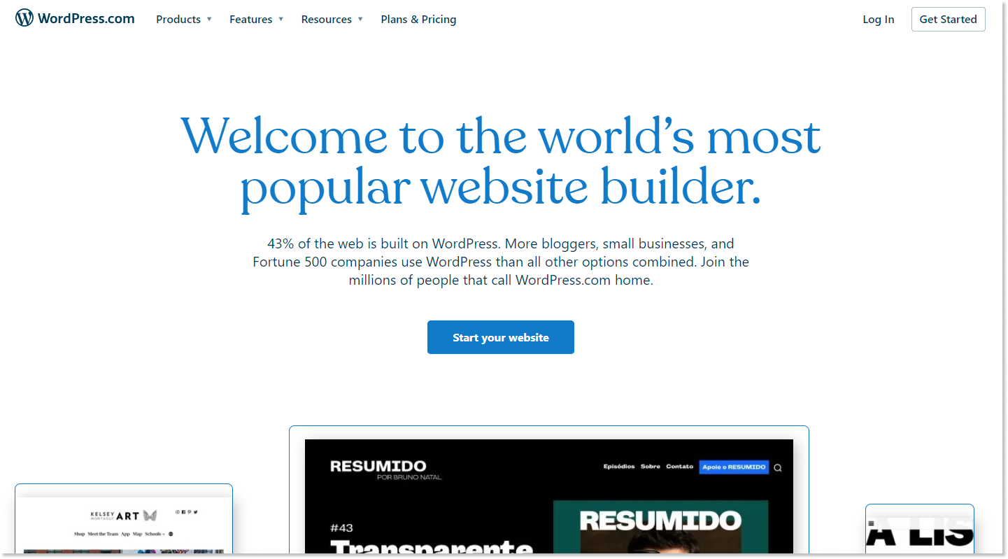 Wordpress landing page