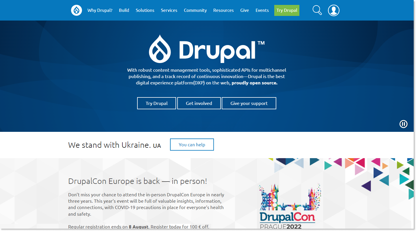 Drupal landing page