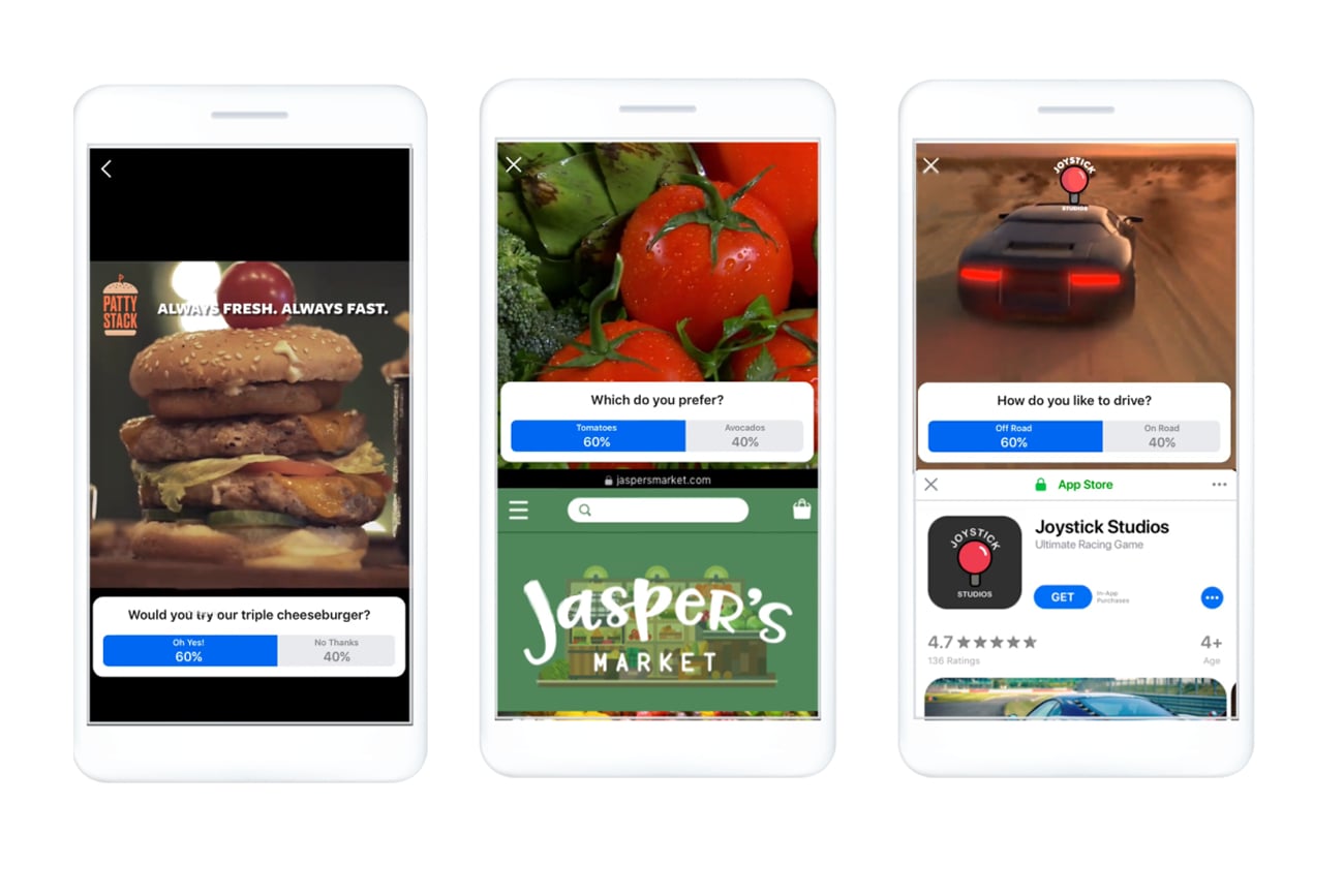 Mobile screenshot examples of facebook poll ads