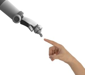 Human hand and robot