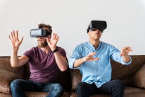 Men enjoying VR